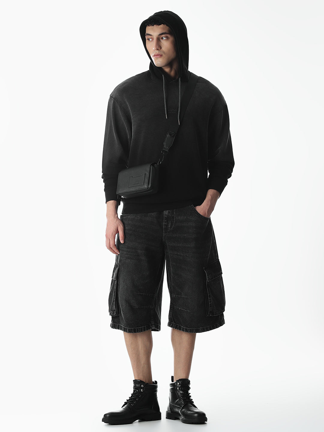 Light Wash Hooded Oversized Sweatshirt