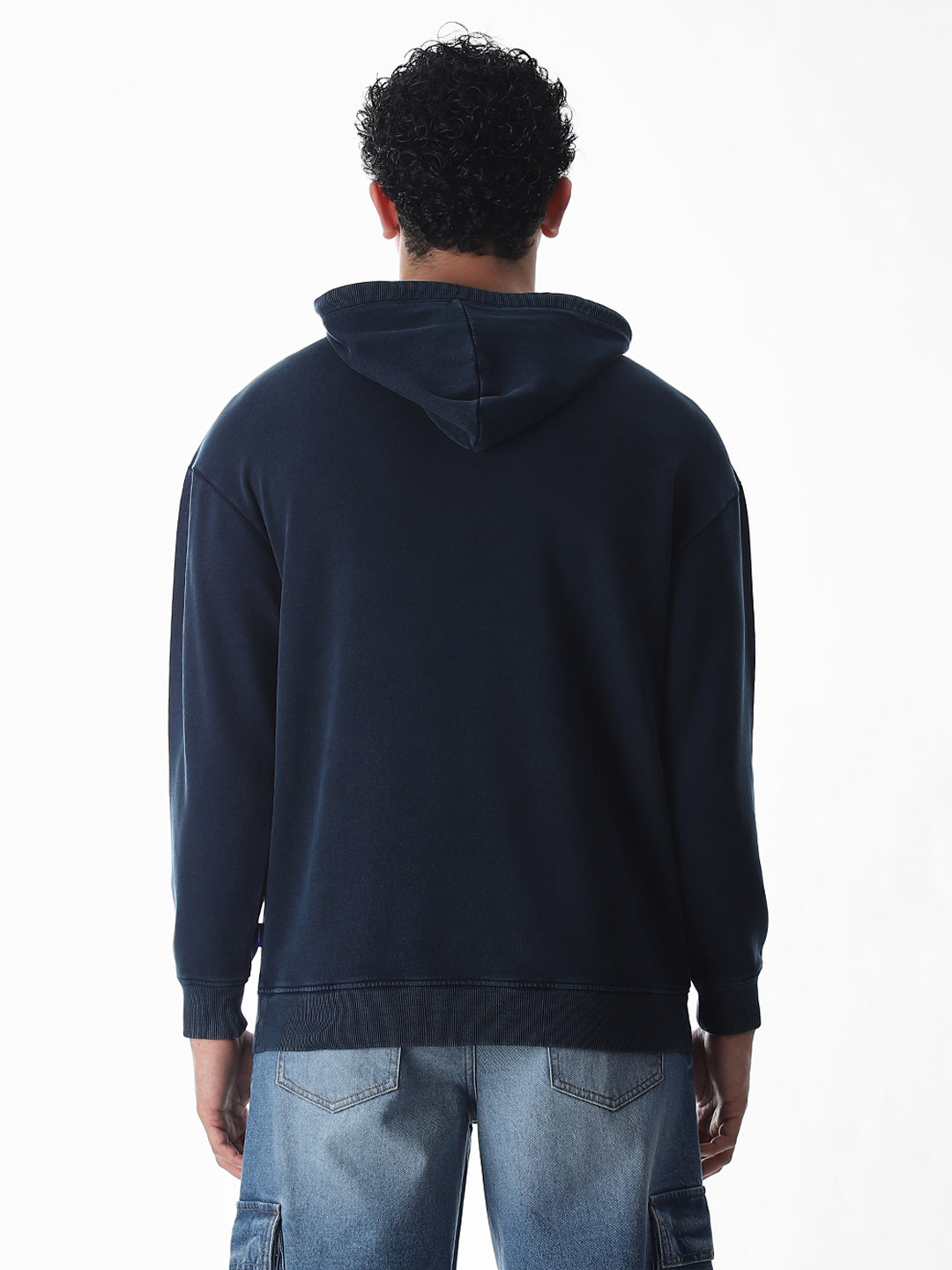 Printed hooded Oversized Sweatshirt - Blue