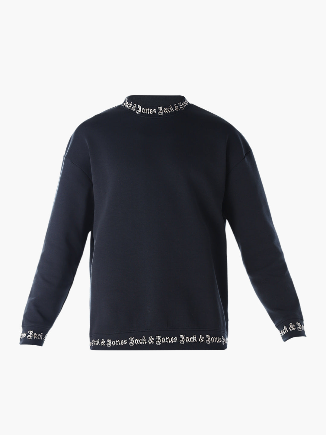 Dark Blue Logo Print Oversized Sweatshirt
