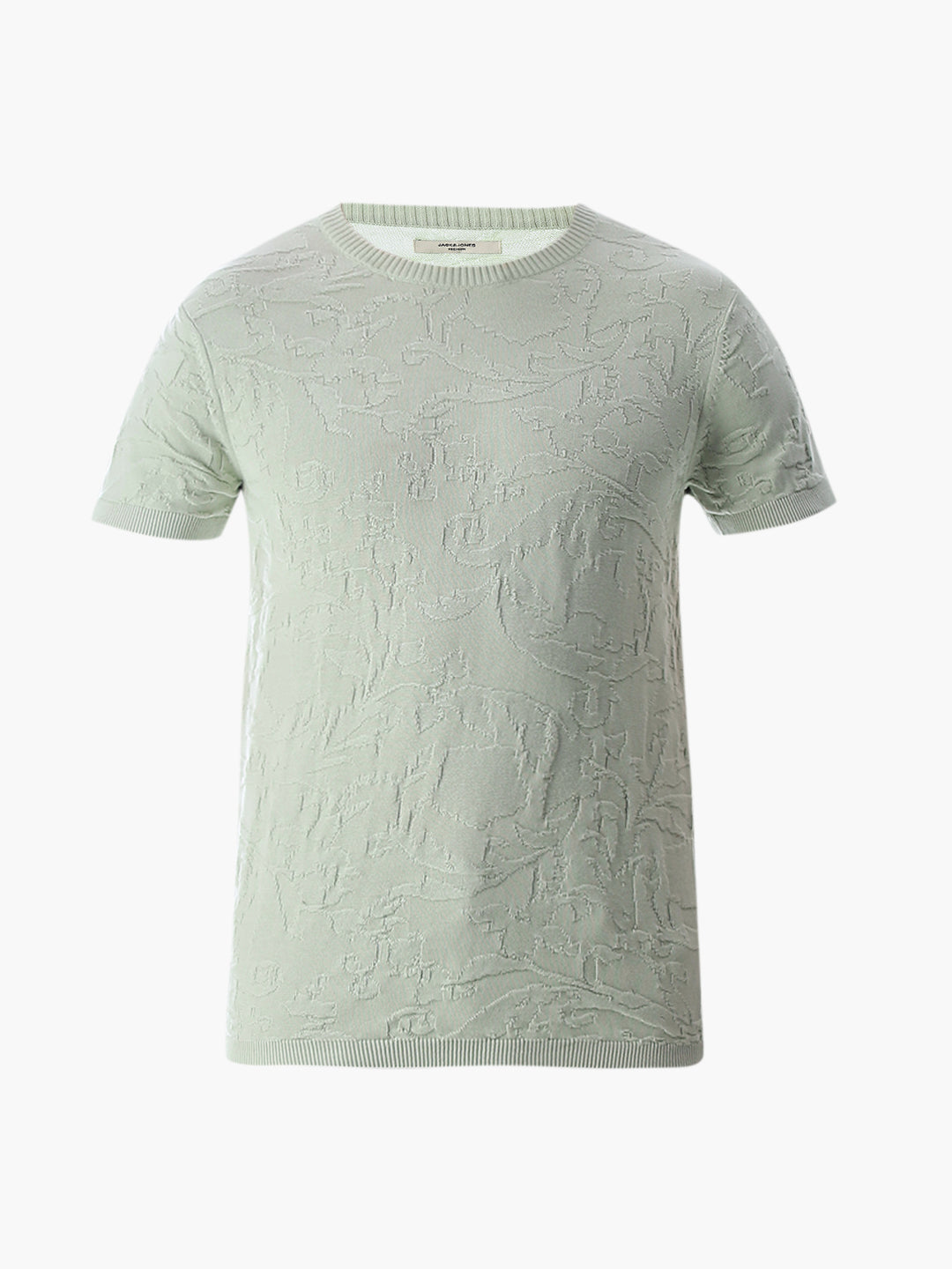 Green Jacquard Crew Neck T-shirt