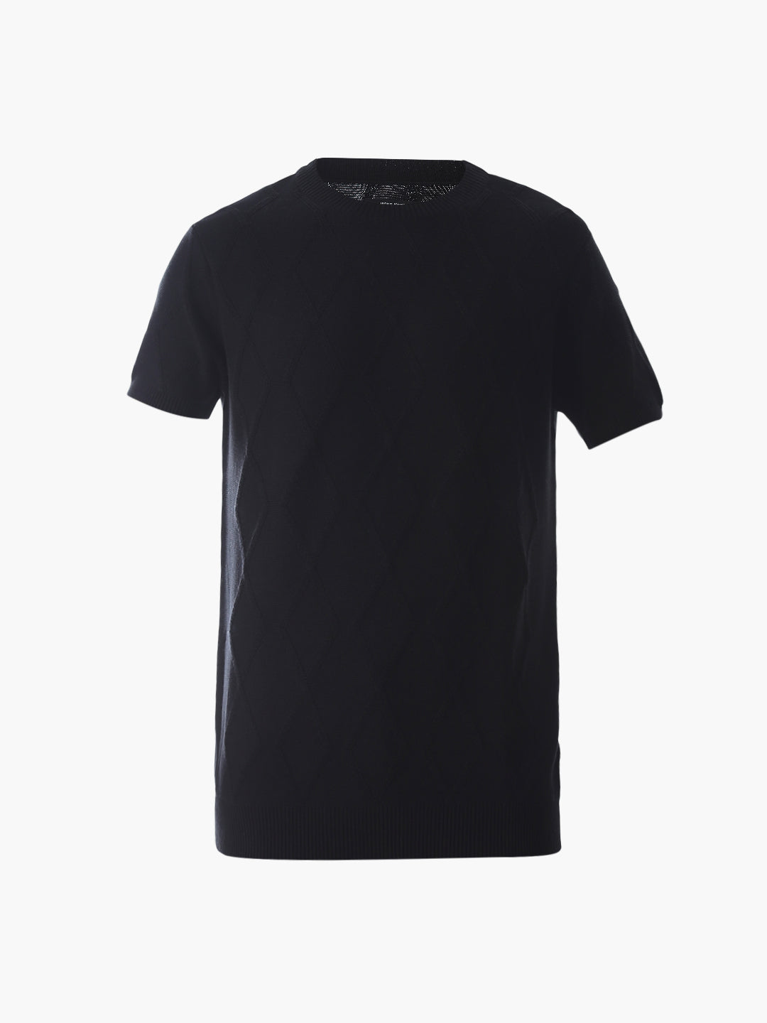Black Jacquard Knitted T-shirt