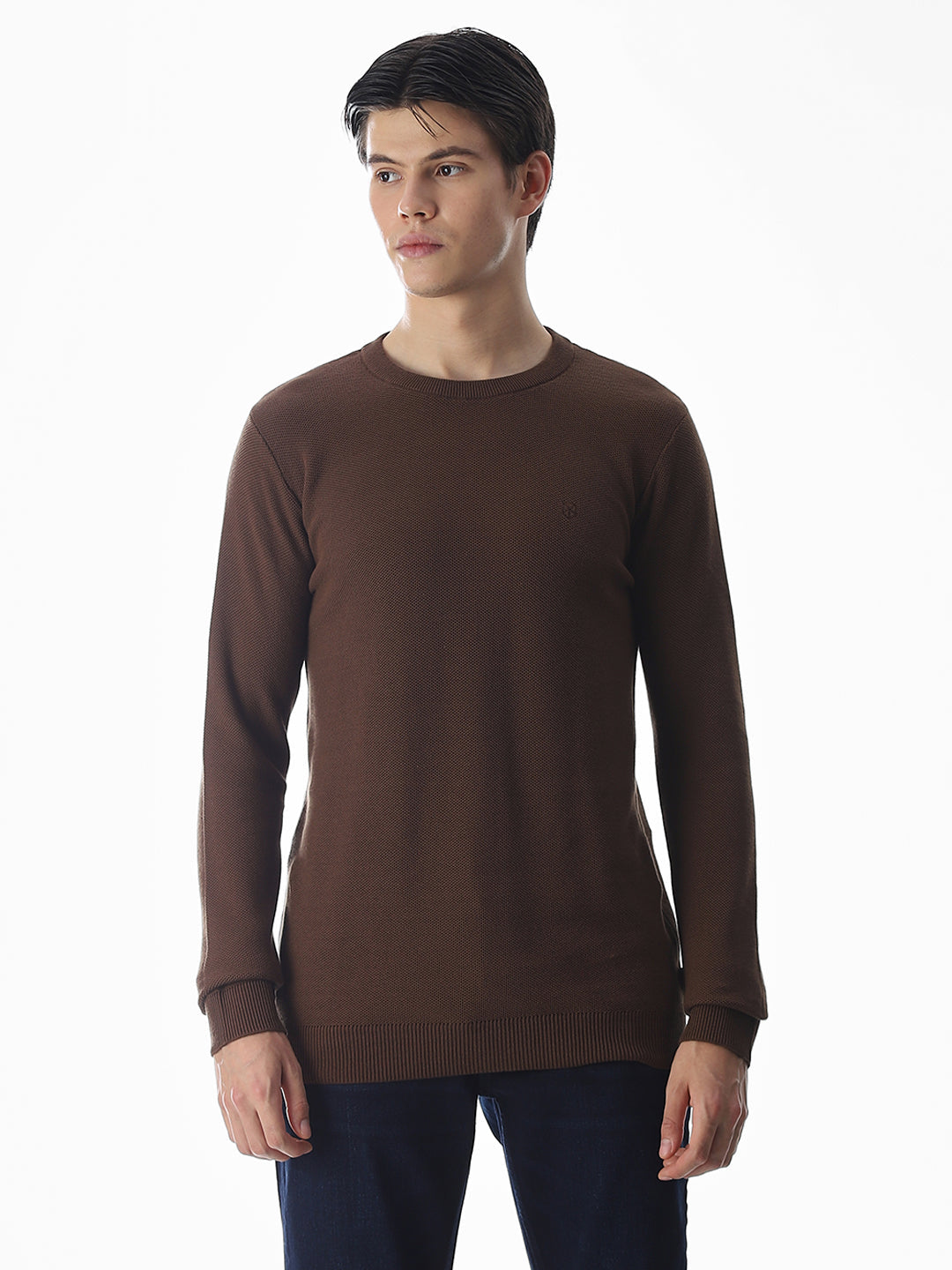 Dark Brown Knitted Cotton T-shirt