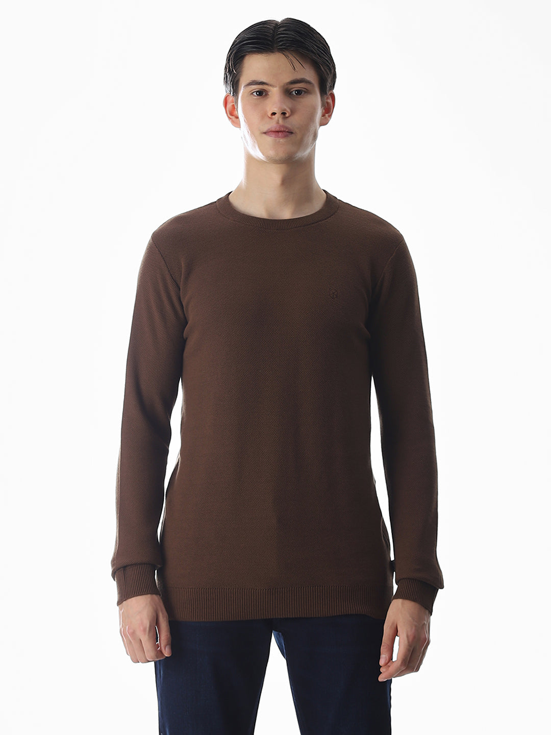 Dark Brown Knitted Cotton T-shirt