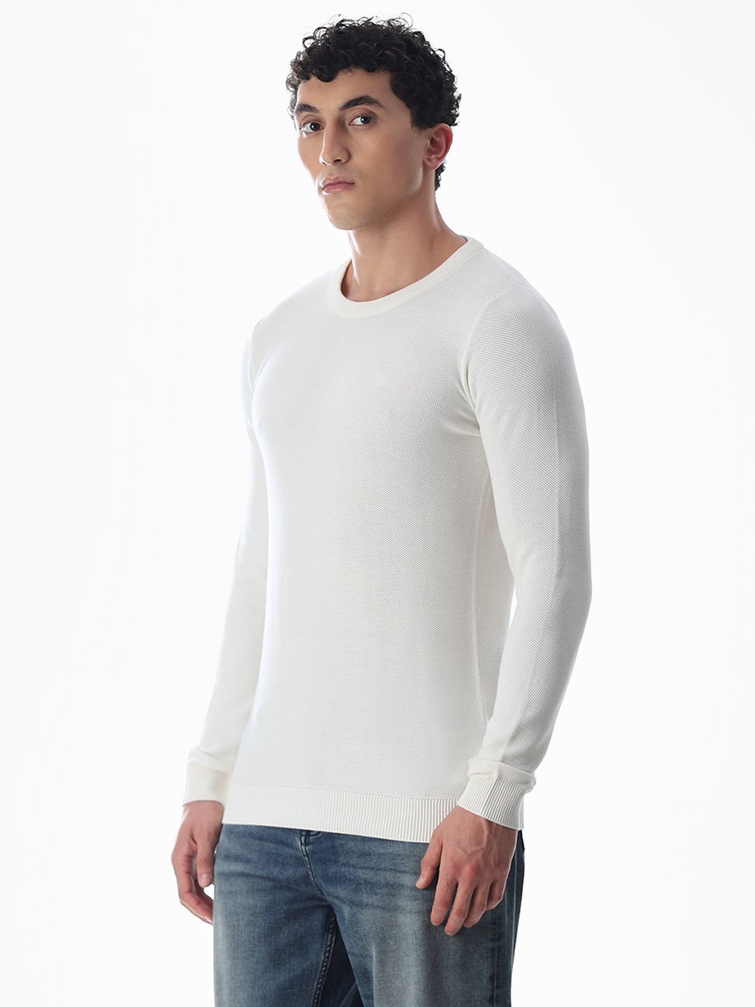 White Knitted Cotton T-shirt