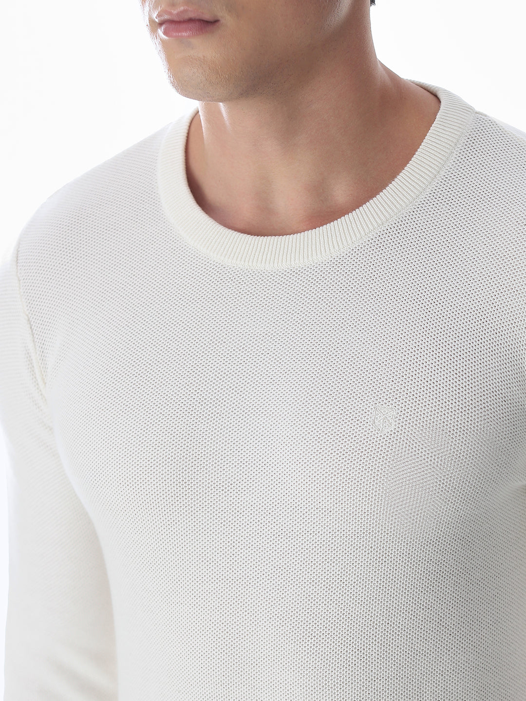 White Knitted Cotton T-shirt