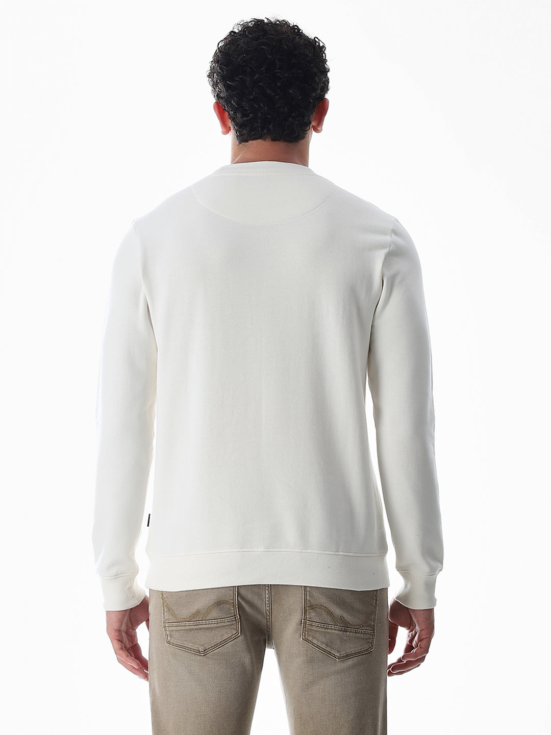 White Embroidered Print Sweatshirt