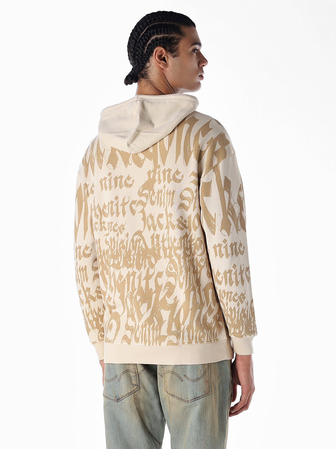 Typographic Print Front Open Sweatshirt