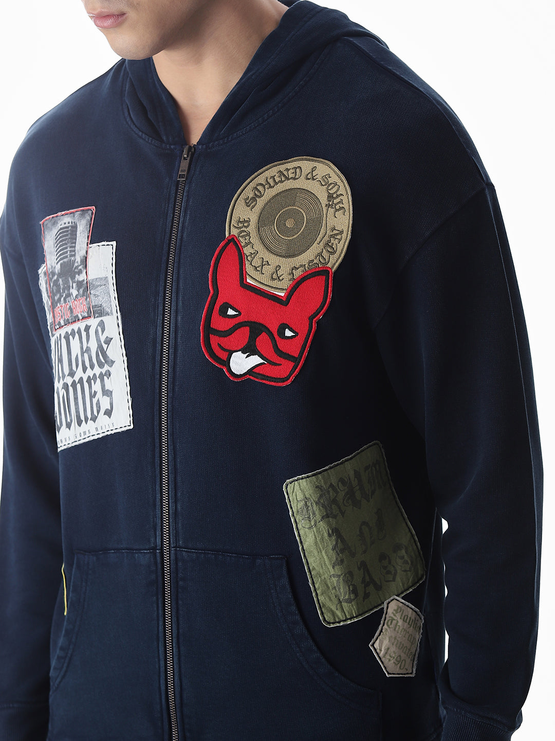 Printed Front Open Hooded Sweatshirt