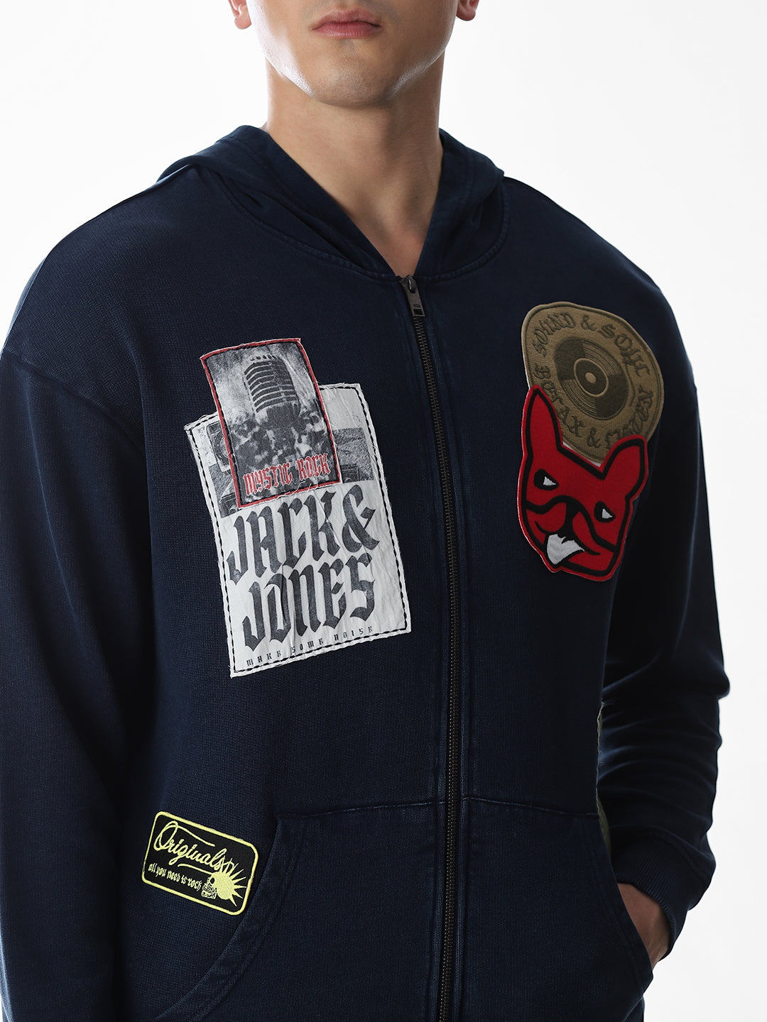 Printed Front Open Hooded Sweatshirt