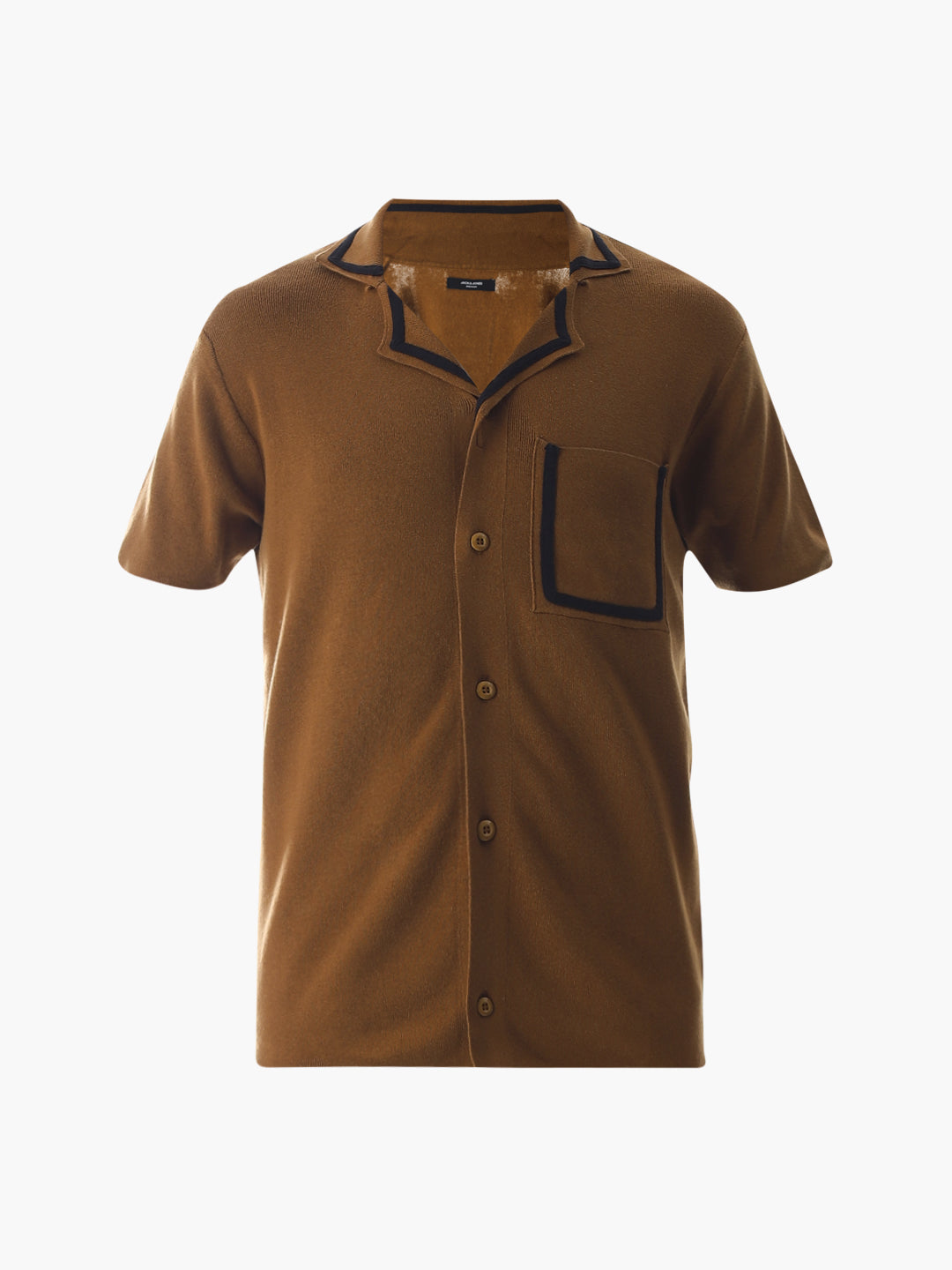 Brown Knitted Drop Shoulder Polo