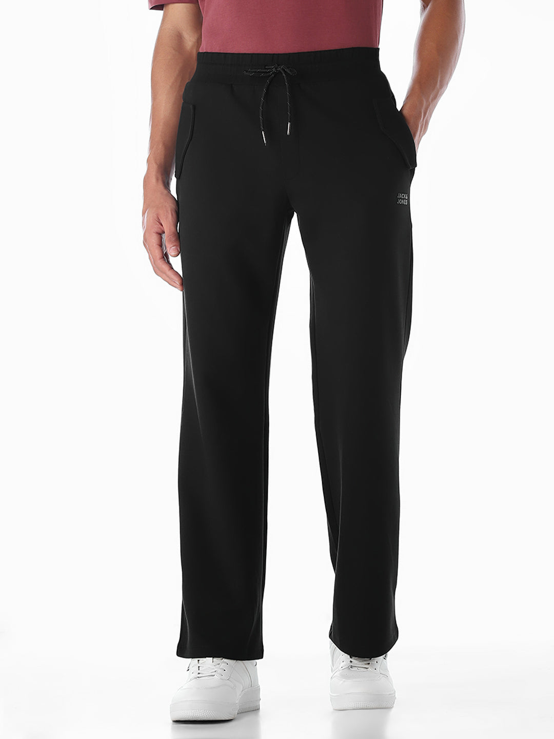 Black Drawstring Regular Fit Sweatpants - L