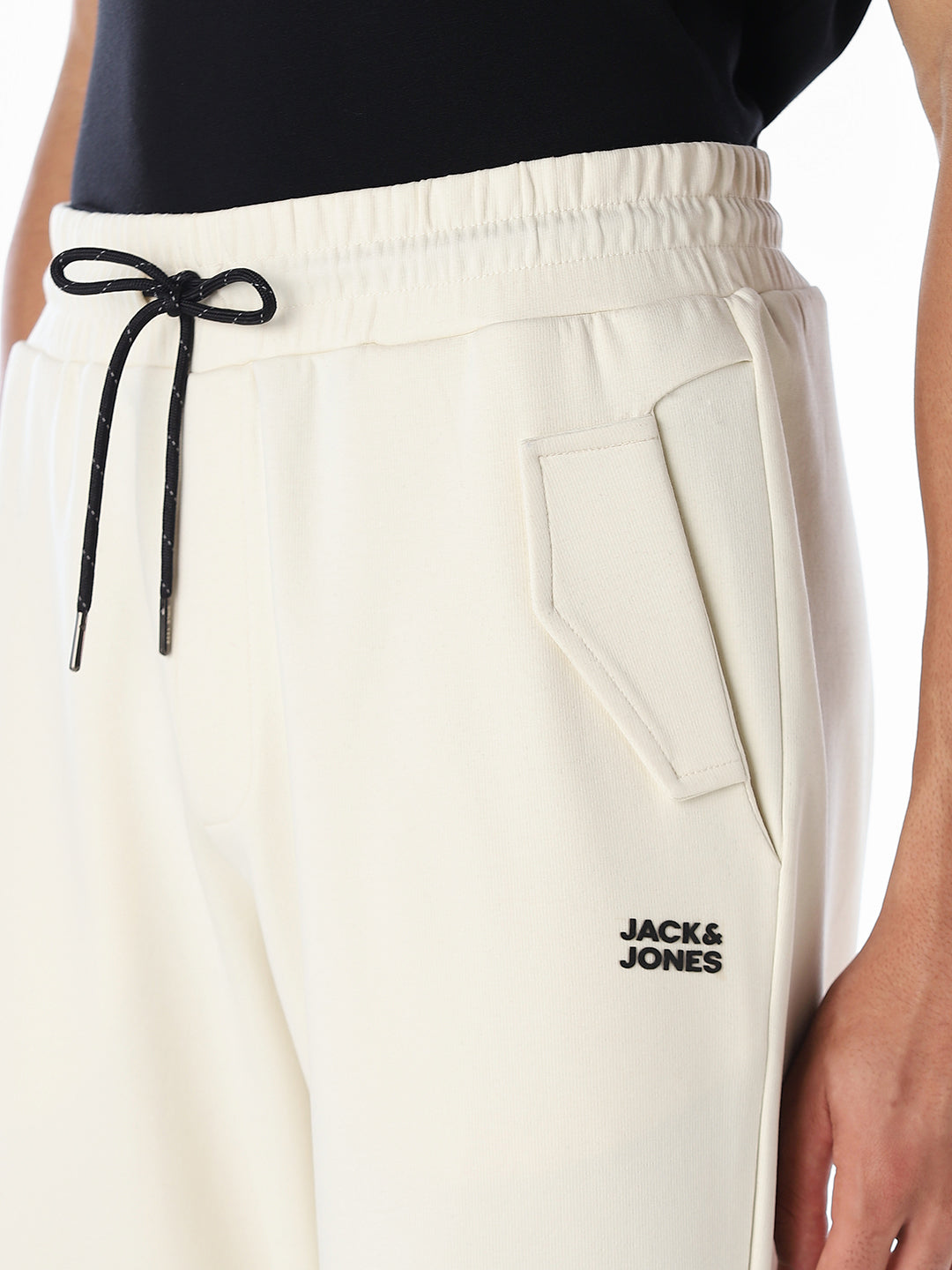 White Drawstring Regular Fit Sweatpants