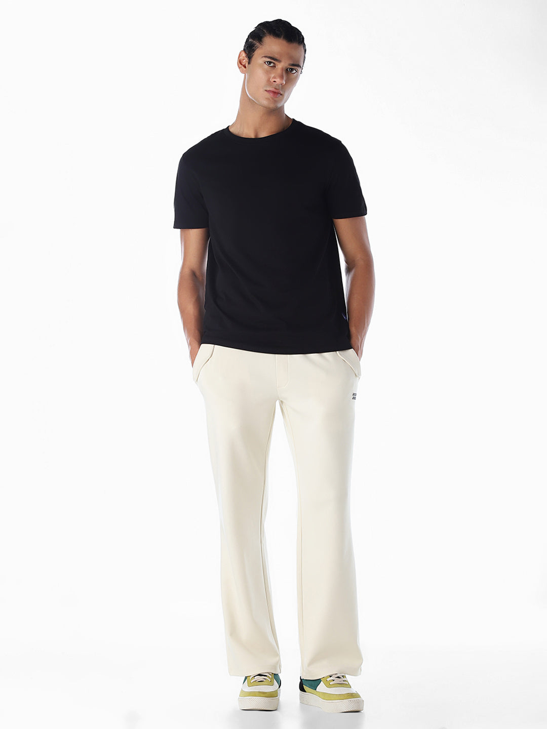 White Drawstring Regular Fit Sweatpants