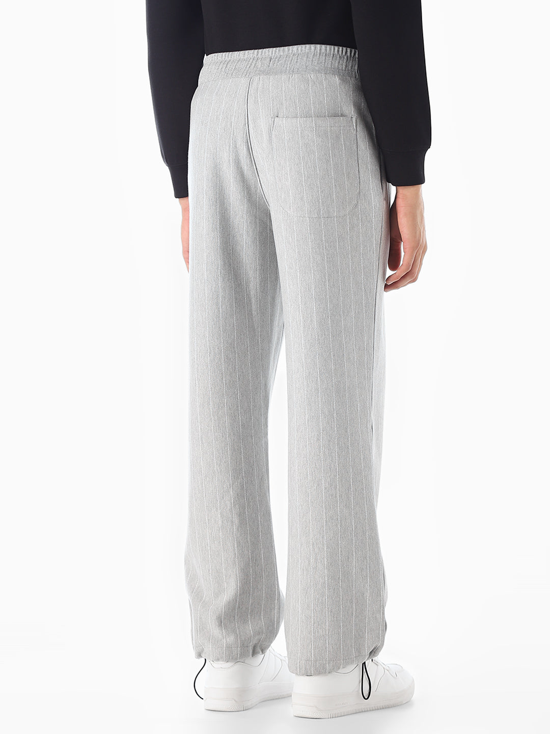 Light Grey Melange Striped Sweatpants