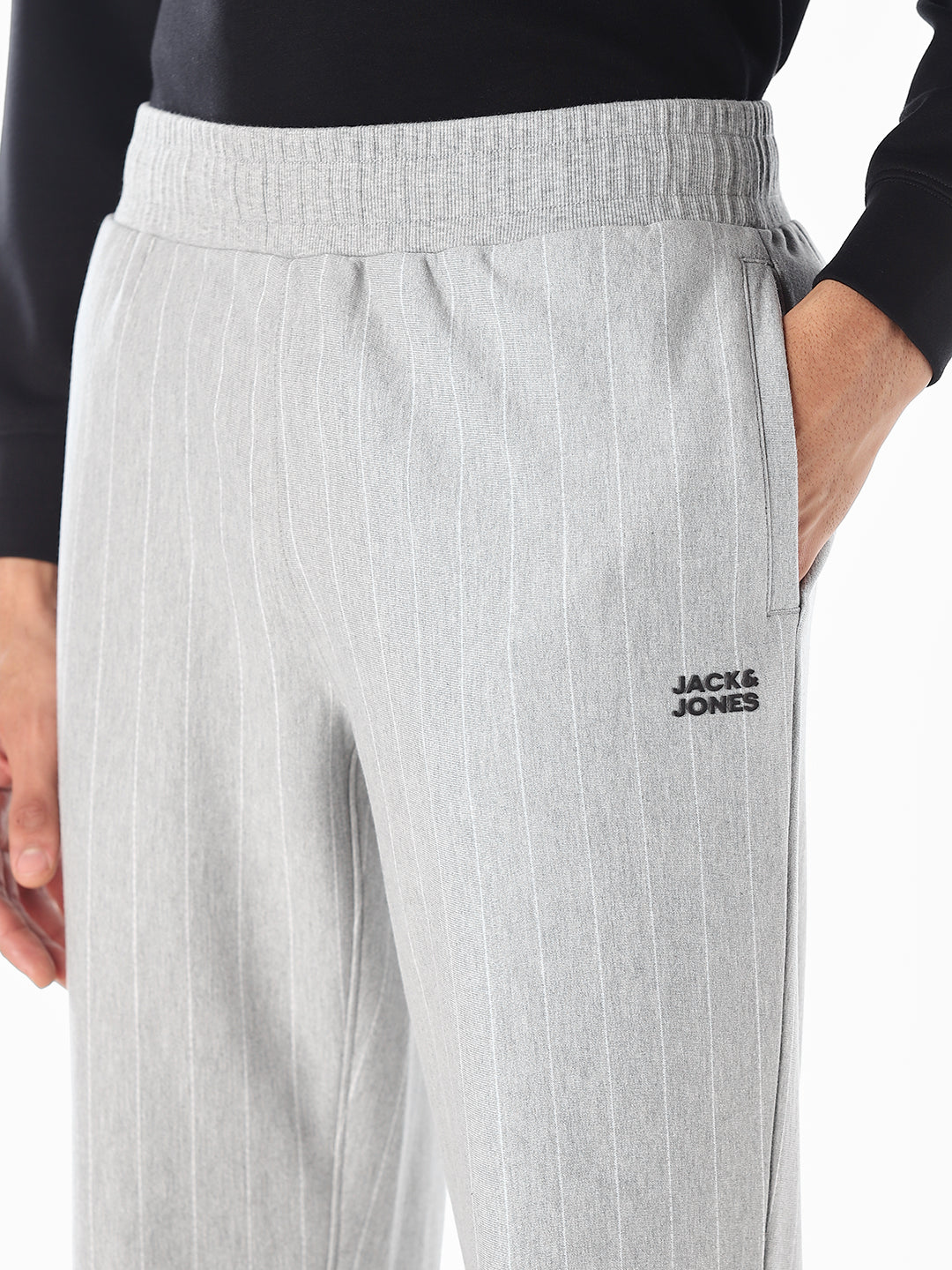 Light Grey Melange Striped Sweatpants