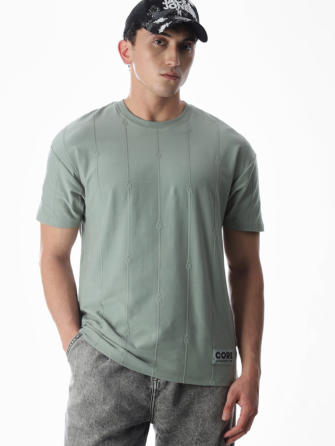 Jacquard Drop Shoulder T-shirt - XS