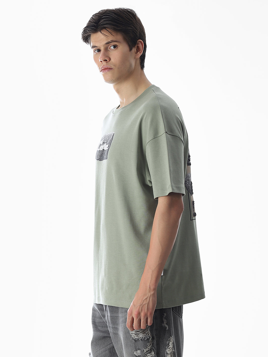 Green Printed Boxy Fit T-shirt