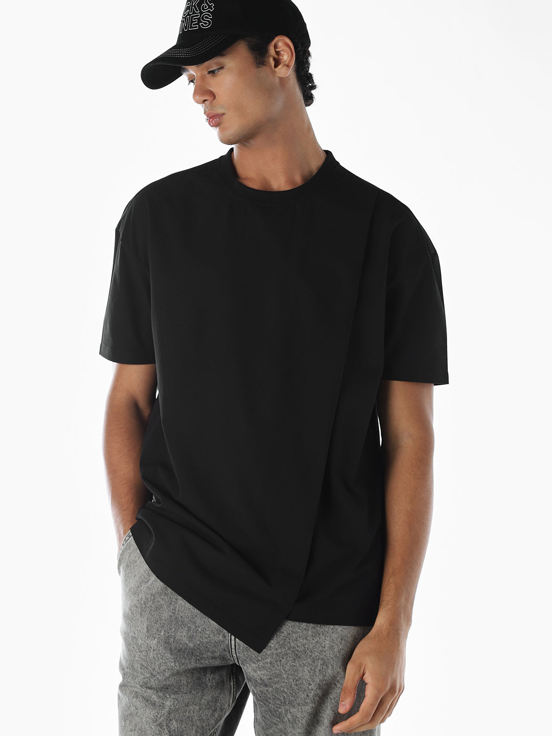 Asymmetric Cotton Oversized T-Shirt - XS