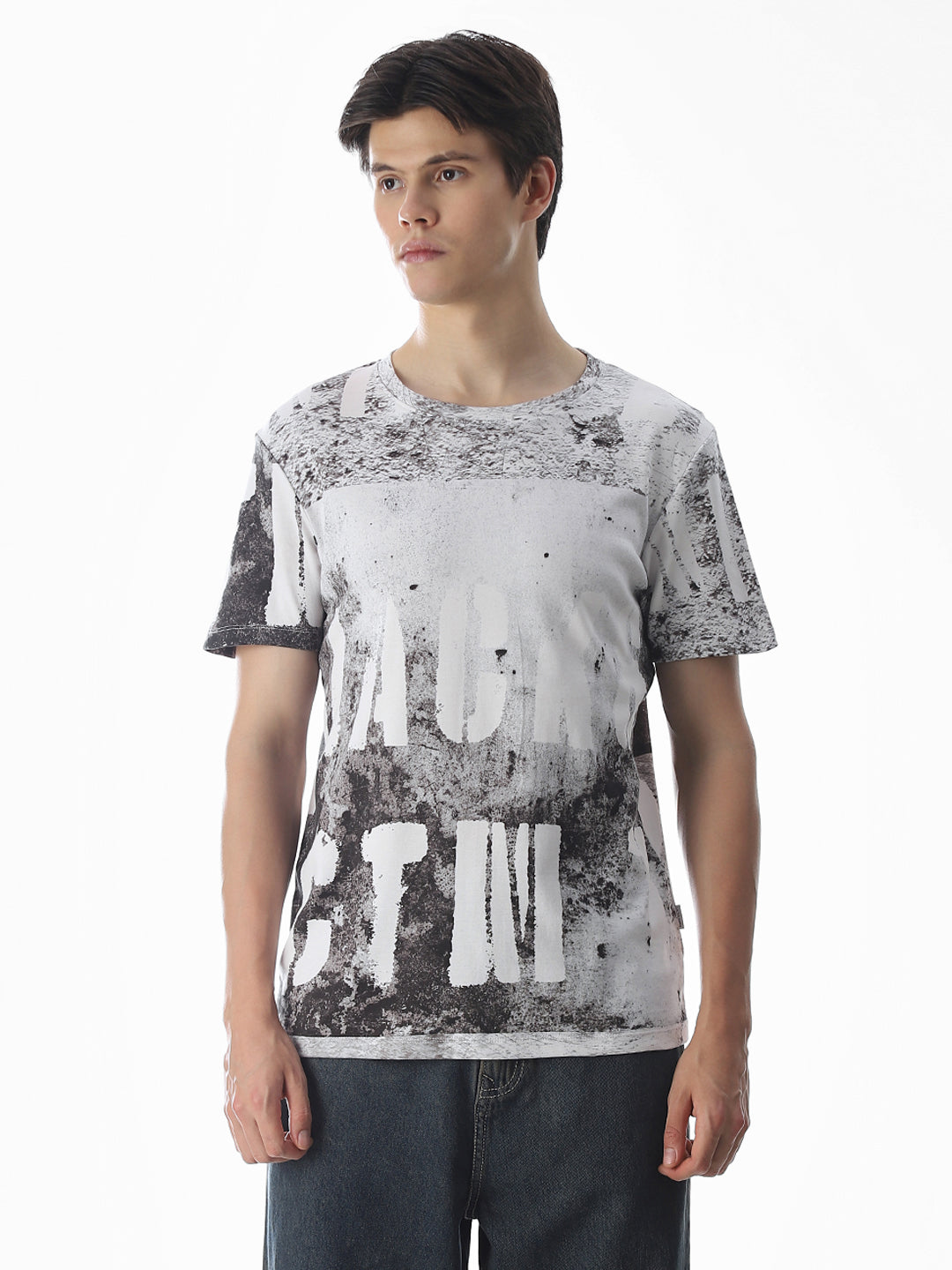 White Printed Crew Neck T-shirt