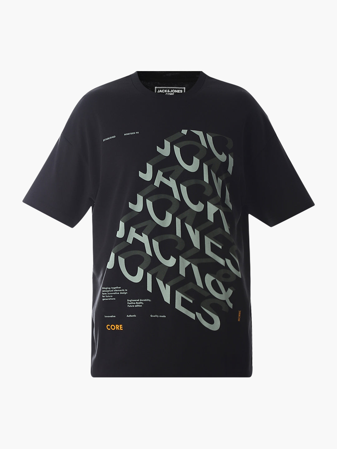 Black Abstract Print Oversized T-shirt