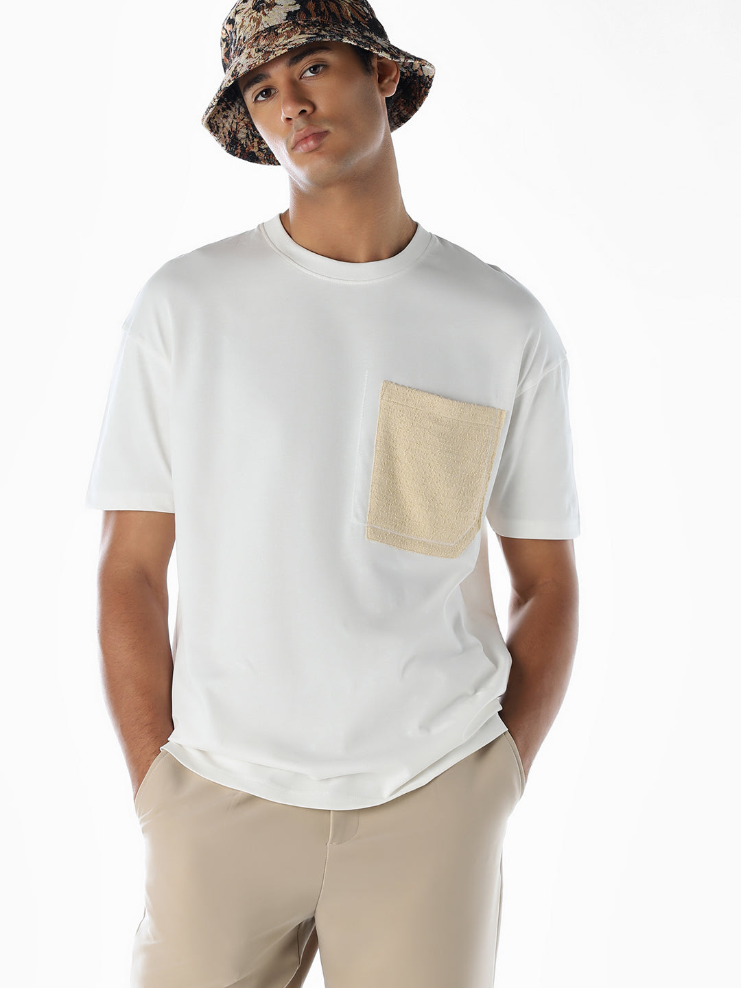 Contrast Pocket Cotton Oversized T-shirt
