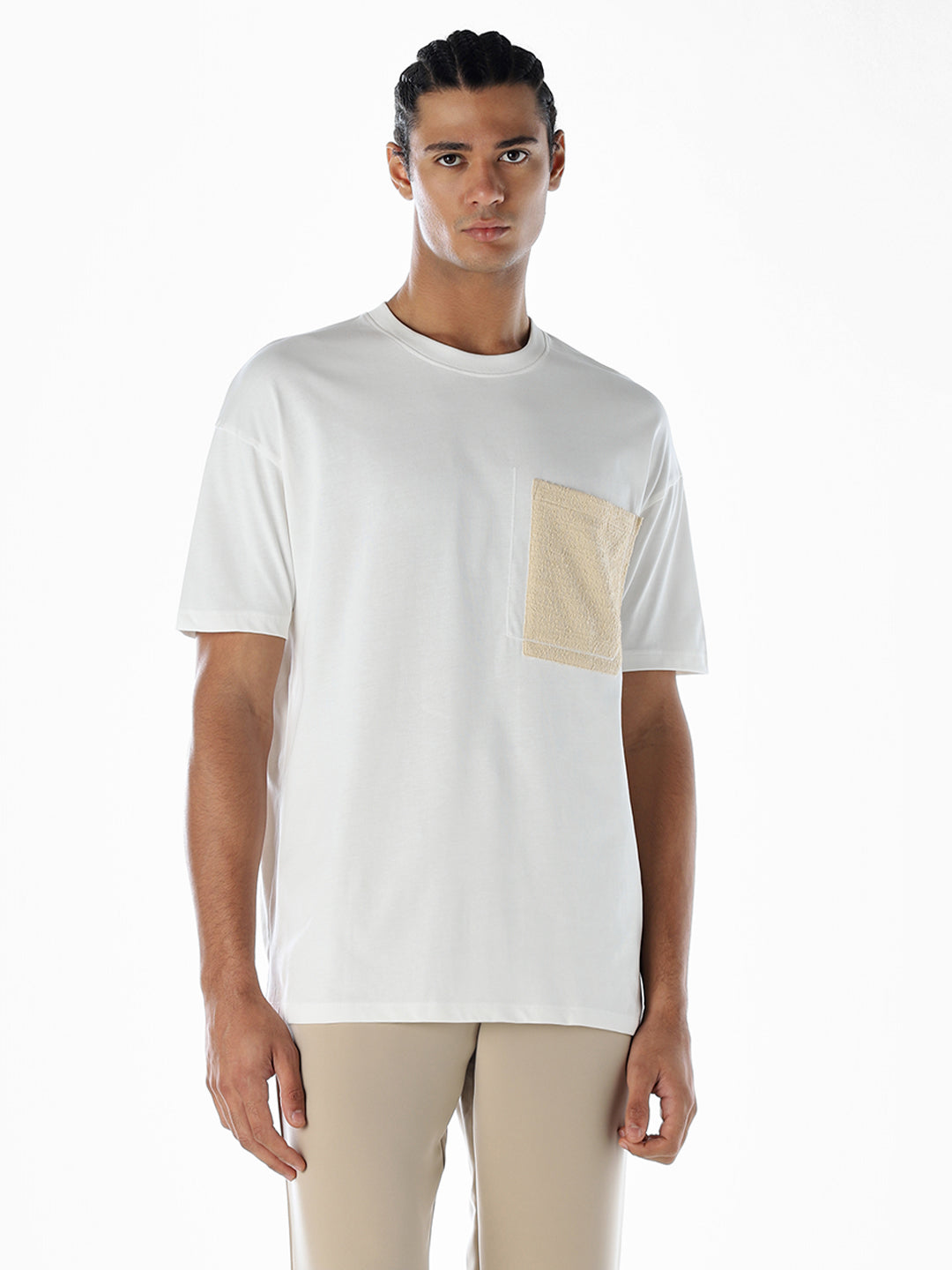 Contrast Pocket Cotton Oversized T-shirt