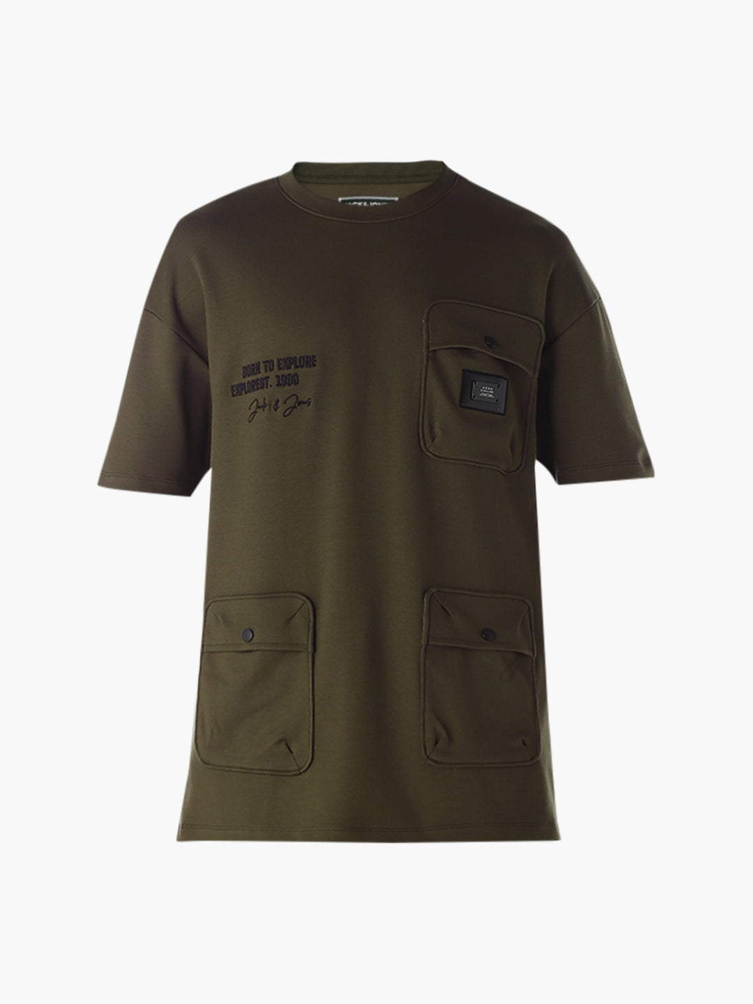 Dark Olive Patch Pocket Oversized T-shirt