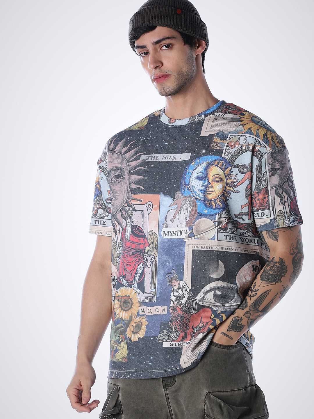 Printed Crew Neck Oversized T-shirt - S