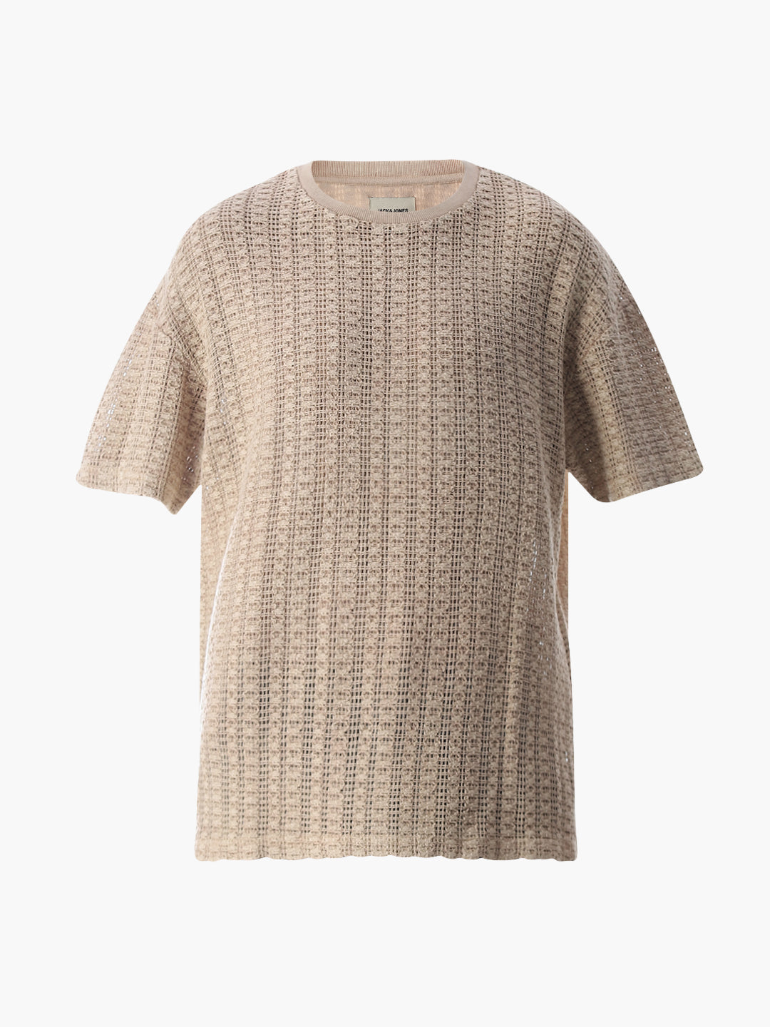 Beige Jacquard Boxy Fit T-shirt