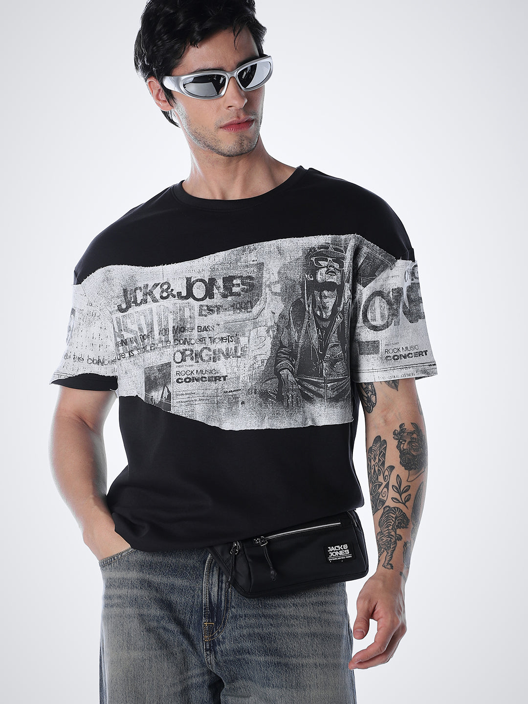 Patchwork Cotton Oversized T-shirt - S