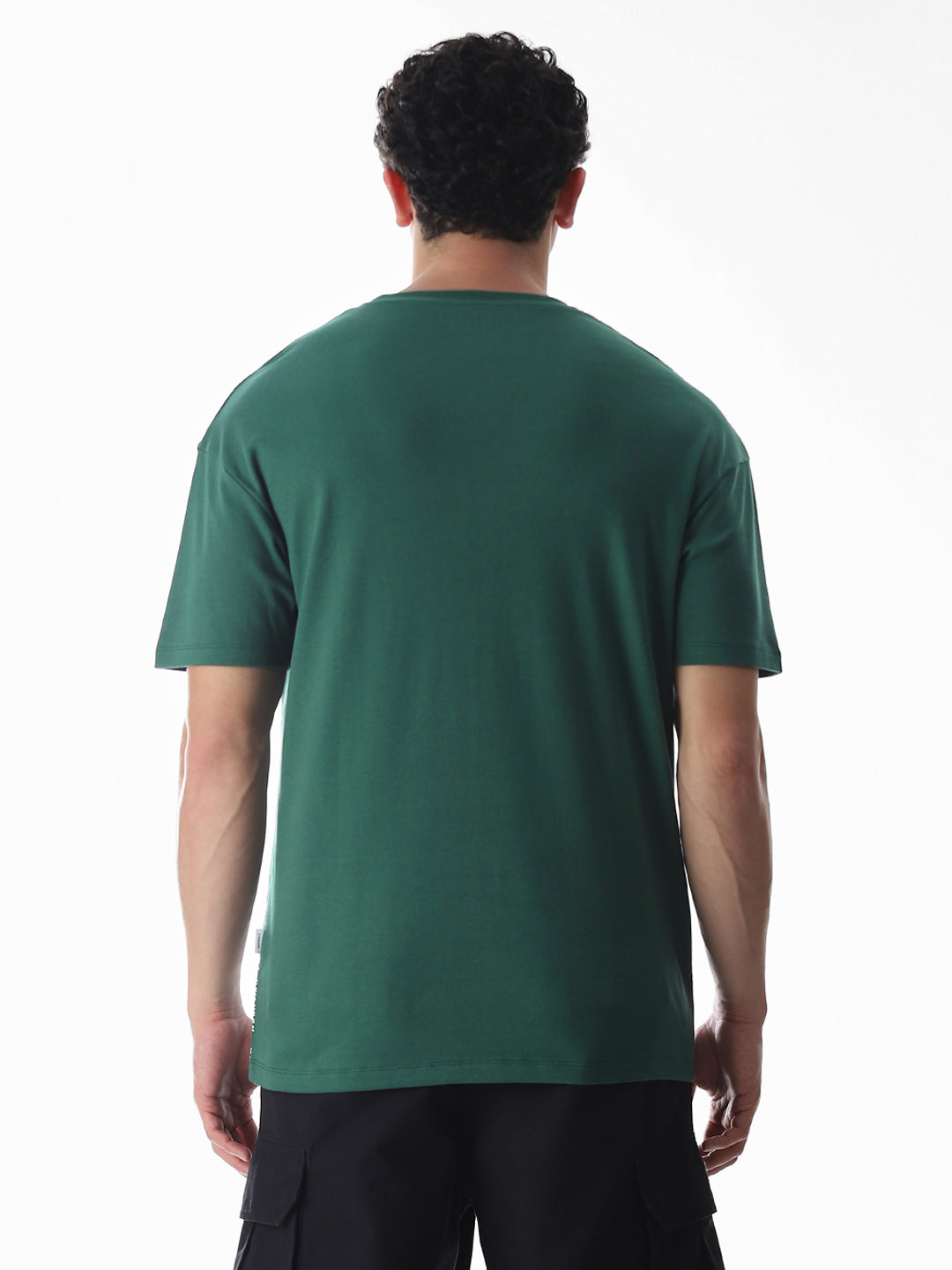 Buy Green Logo Print Boxy Fit T-shirt for Mens Online at