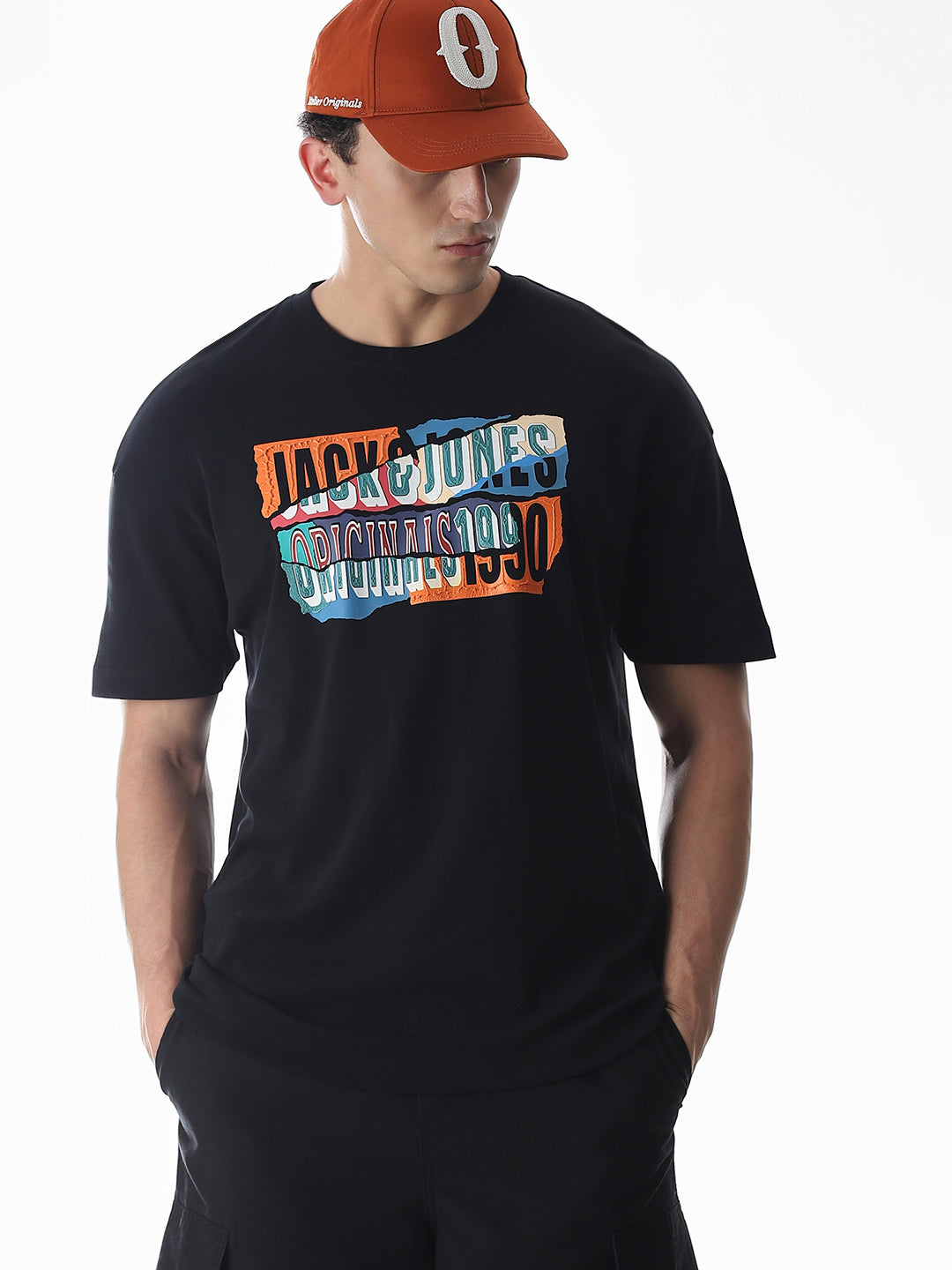 Black Logo Print Boxy Fit T-shirt - M