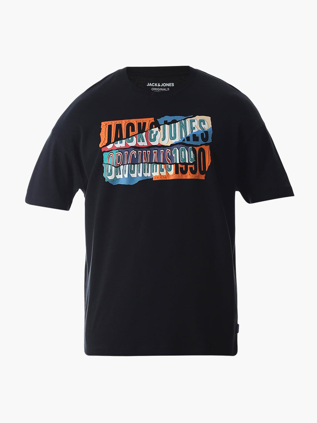 Buy Black Logo Print Boxy Fit T-shirt for Mens Online at