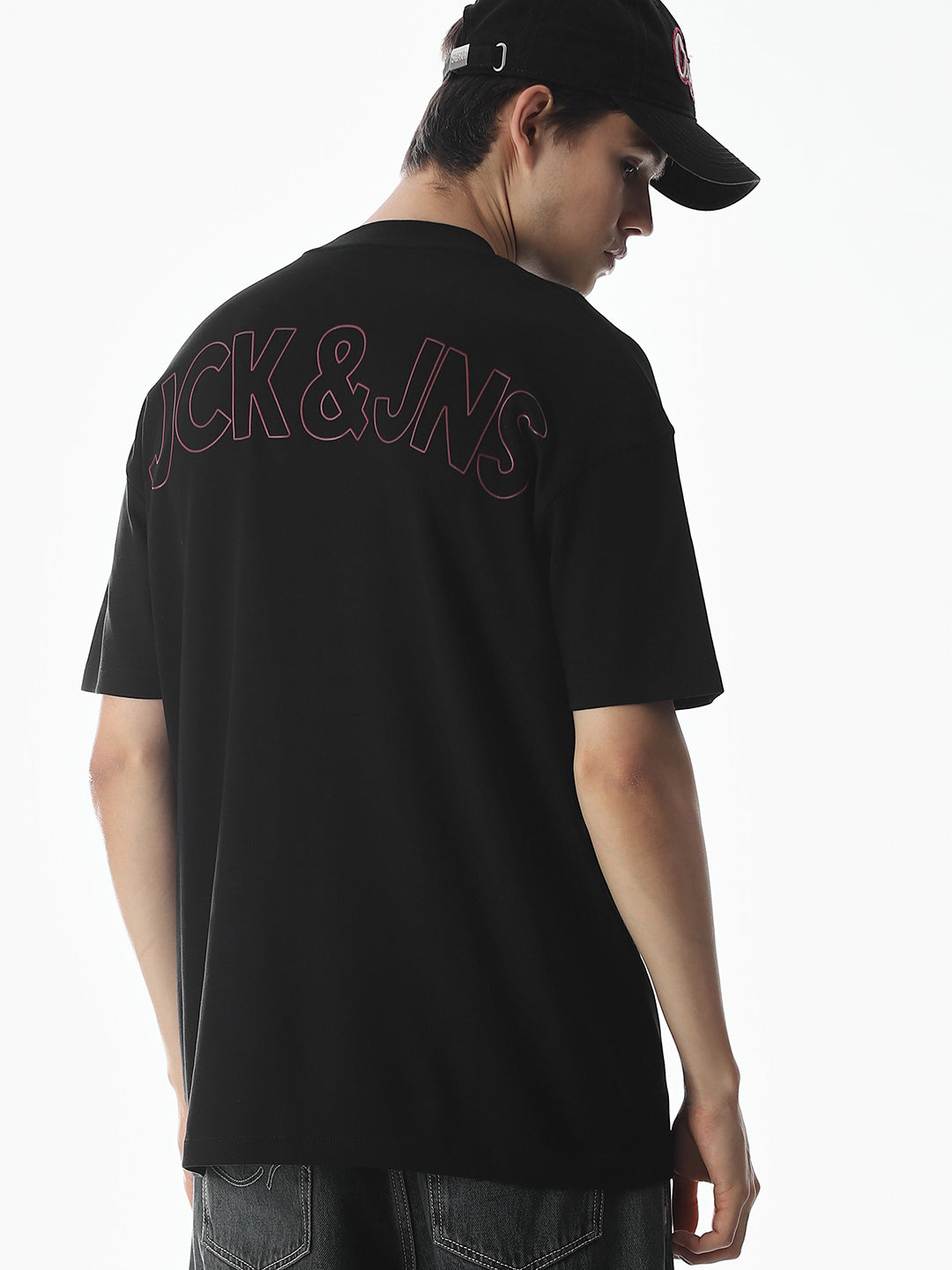 Black Logo Print Oversized T-shirt - S