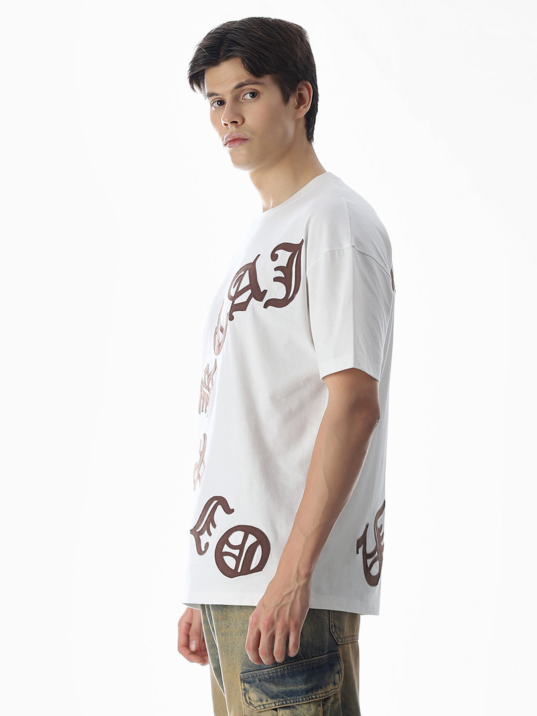 White Applique Patchwork T-shirt