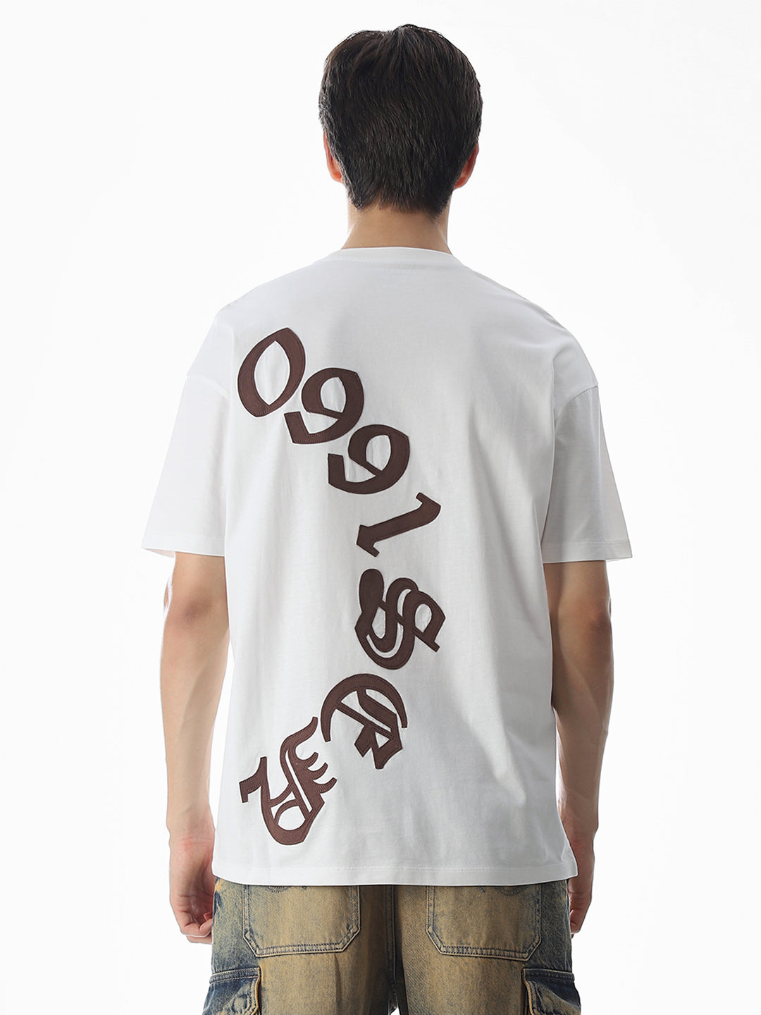 White Applique Patchwork T-shirt