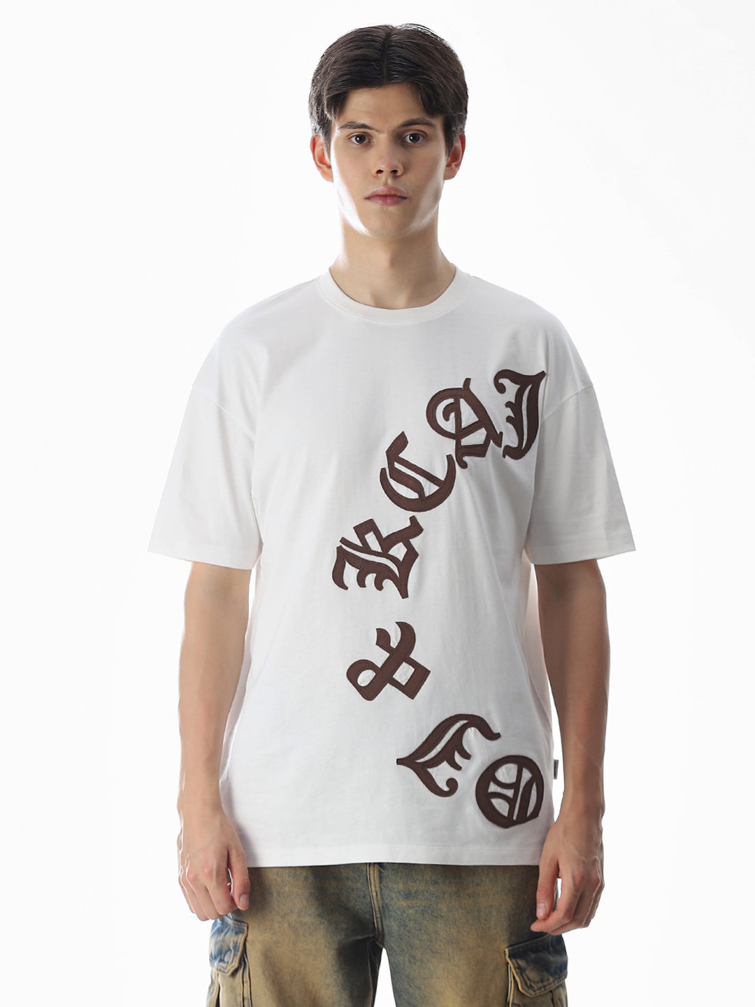 White Applique Patchwork T-shirt