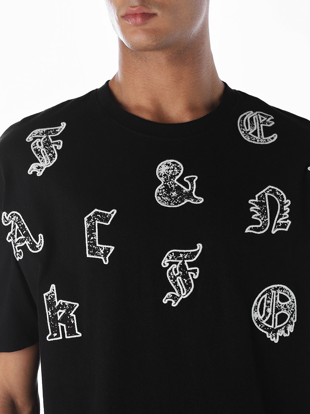 Embroidered Print Oversized T-shirt