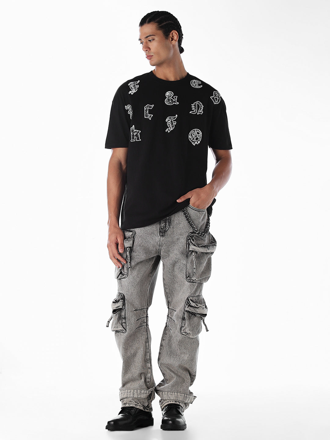 Embroidered Print Oversized T-shirt