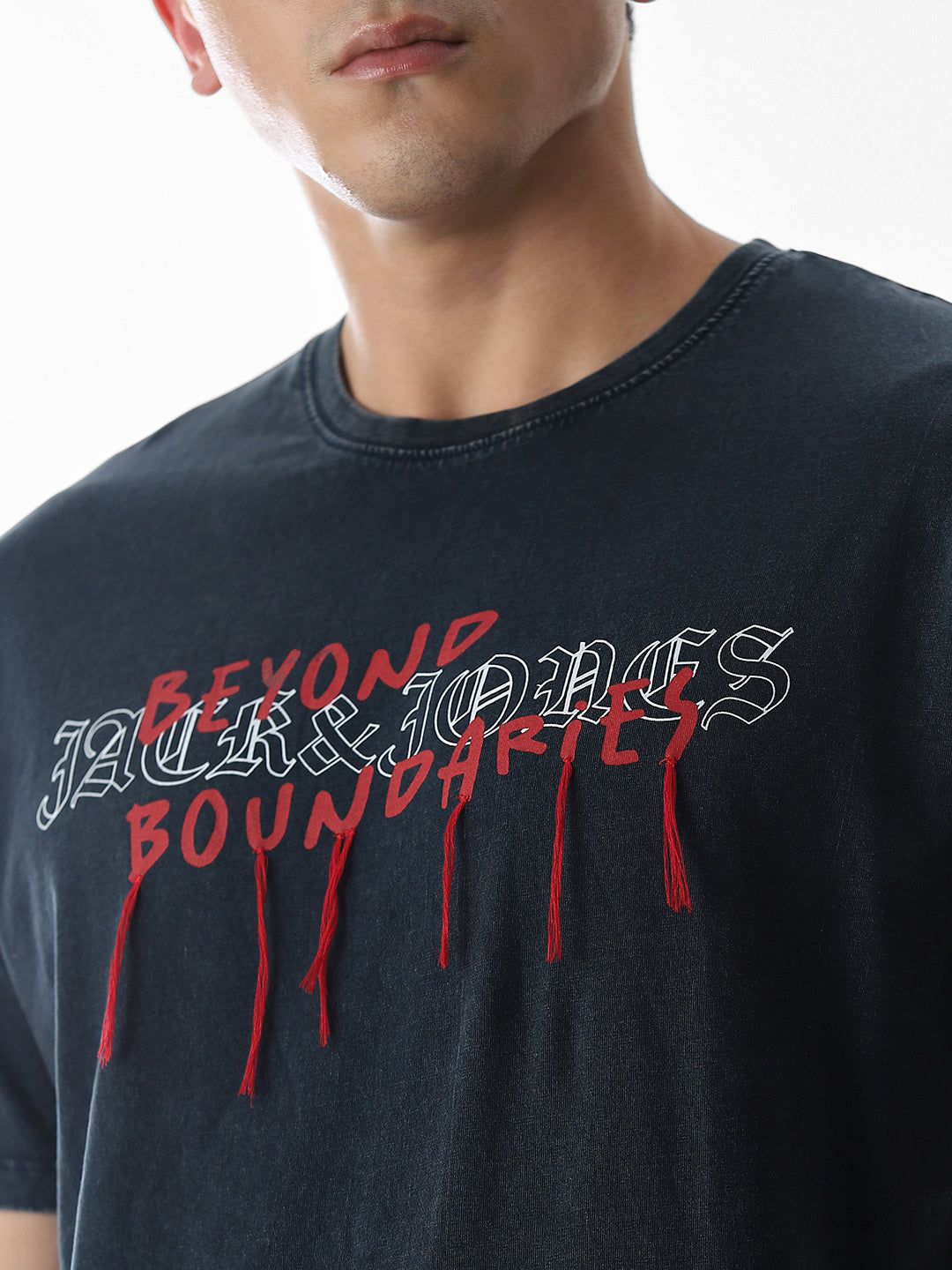 Blue Logo Text Boxy Fit T-shirt