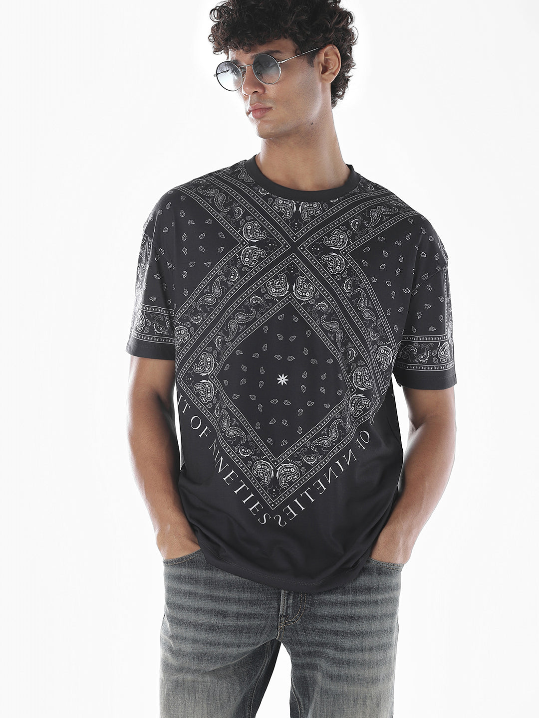 Printed Crew Neck Oversized T-shirt - S