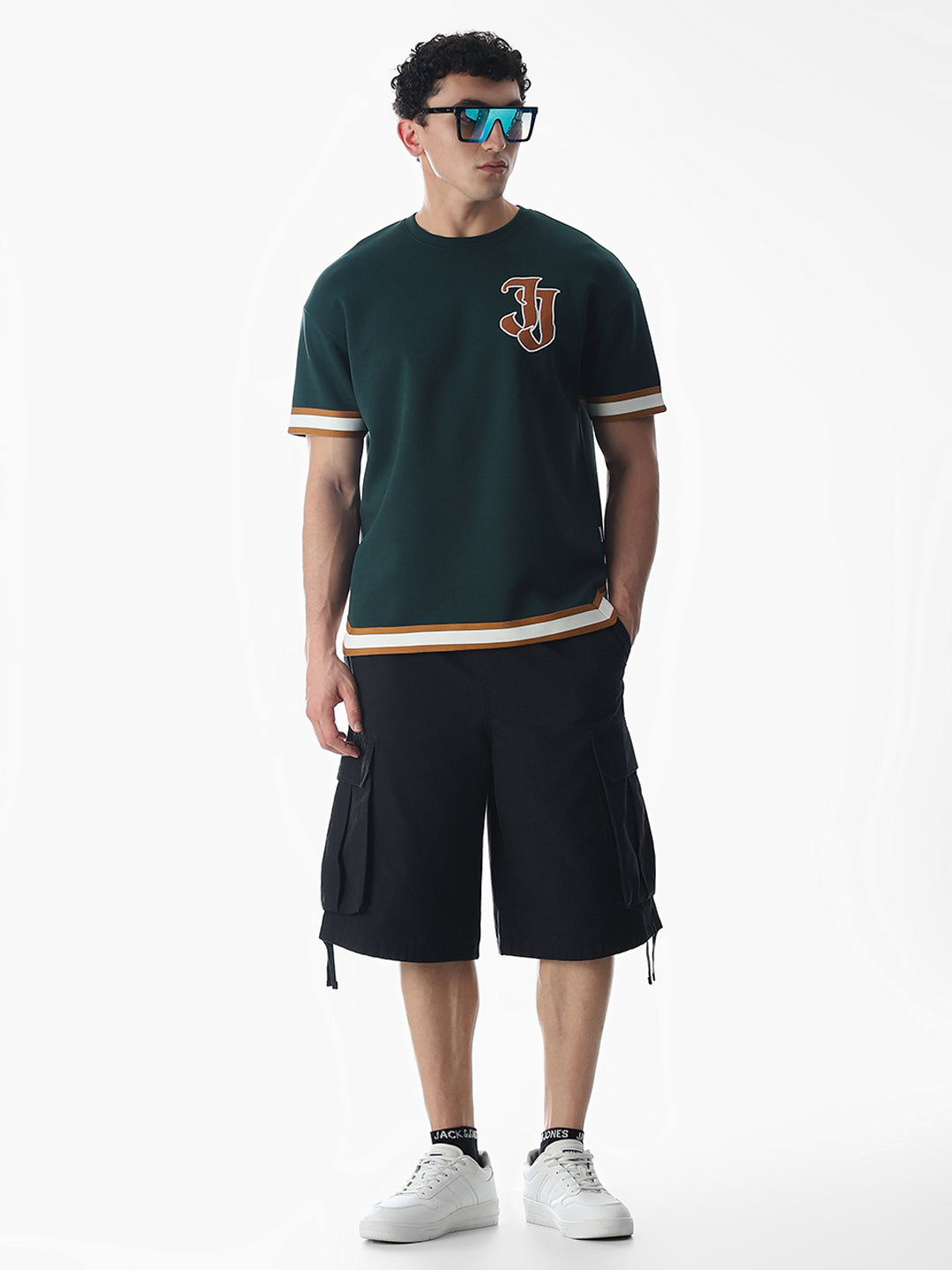 Buy Green Varsity Drop Shoulder T-shirt for Mens Online at