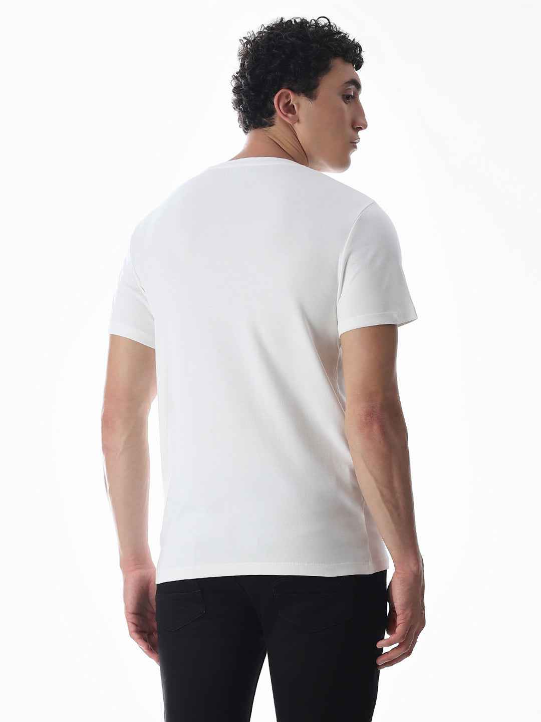 White Embroidered Print T-Shirt