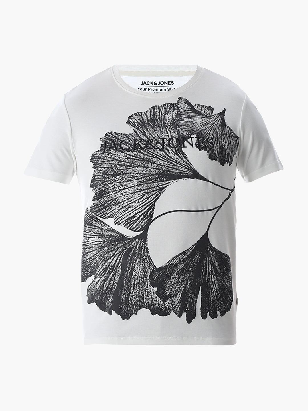 White Embroidered Print T-Shirt