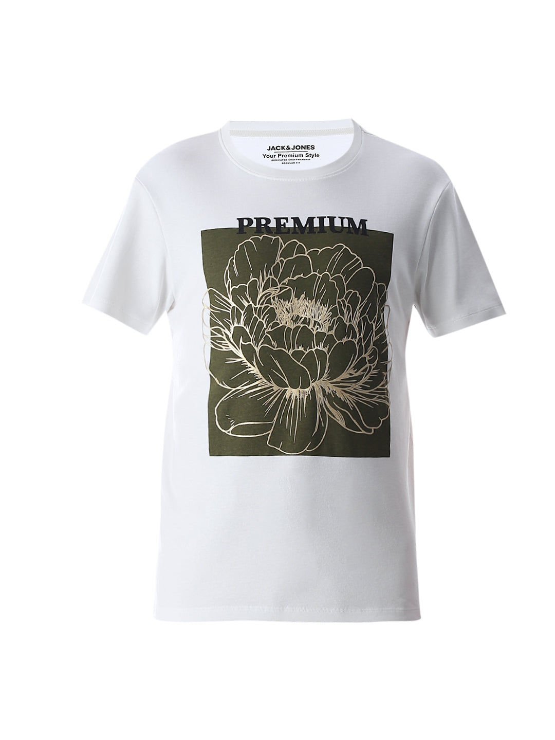 White Printed Crew Neck T-shirt