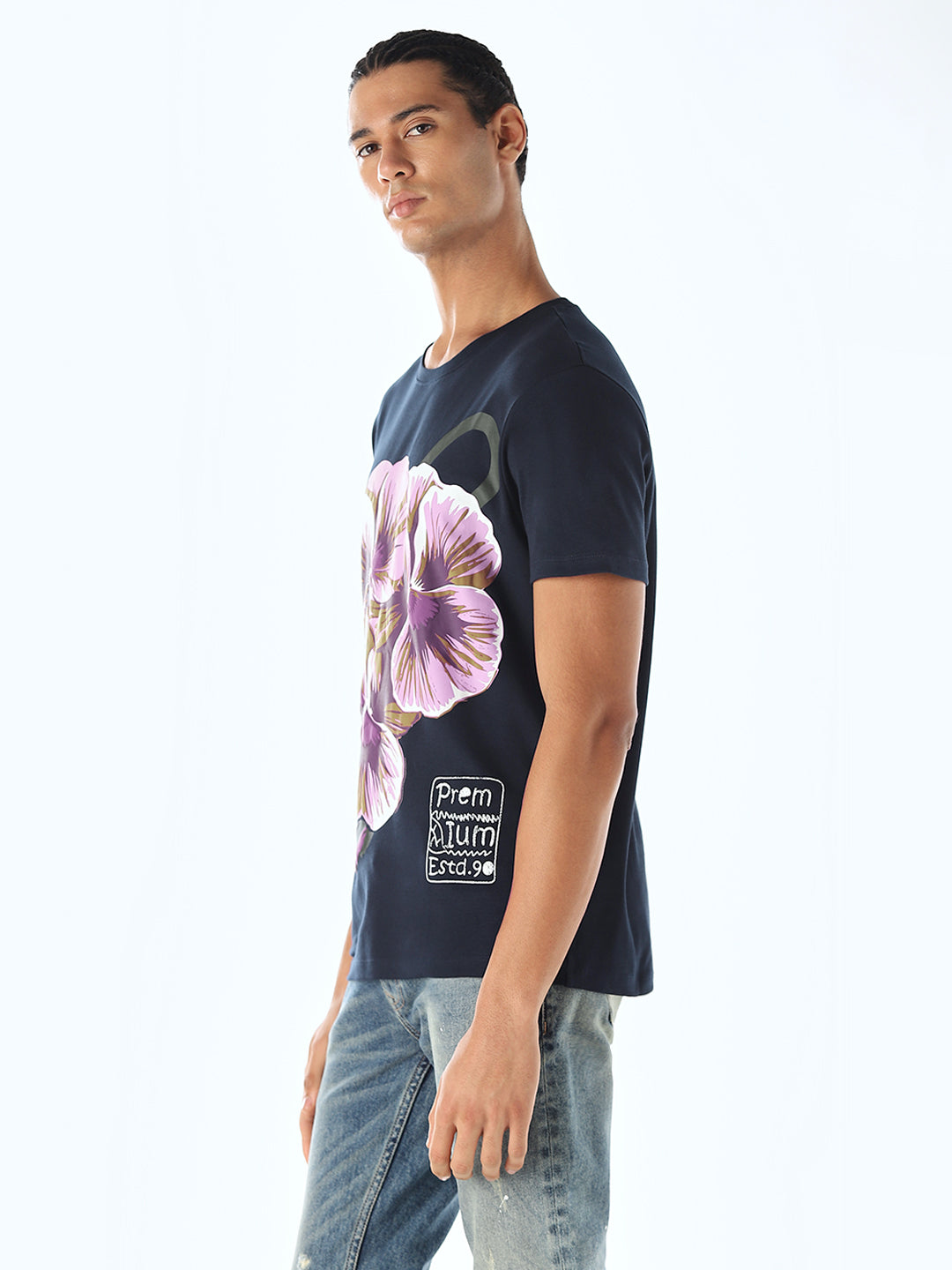 Navy Blue Printed T-shirt