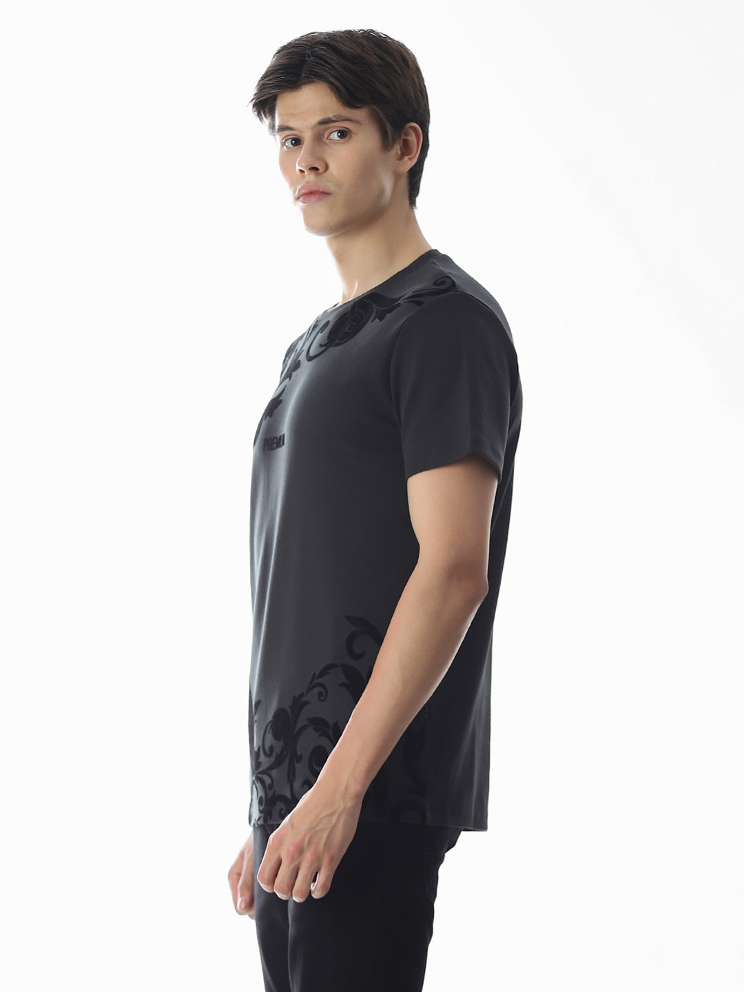 Black Printed Cotton T-shirt