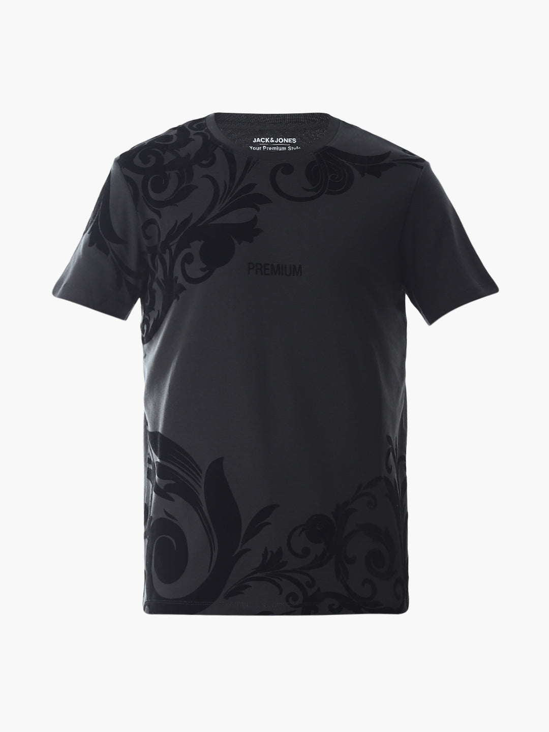 Black Printed Cotton T-shirt