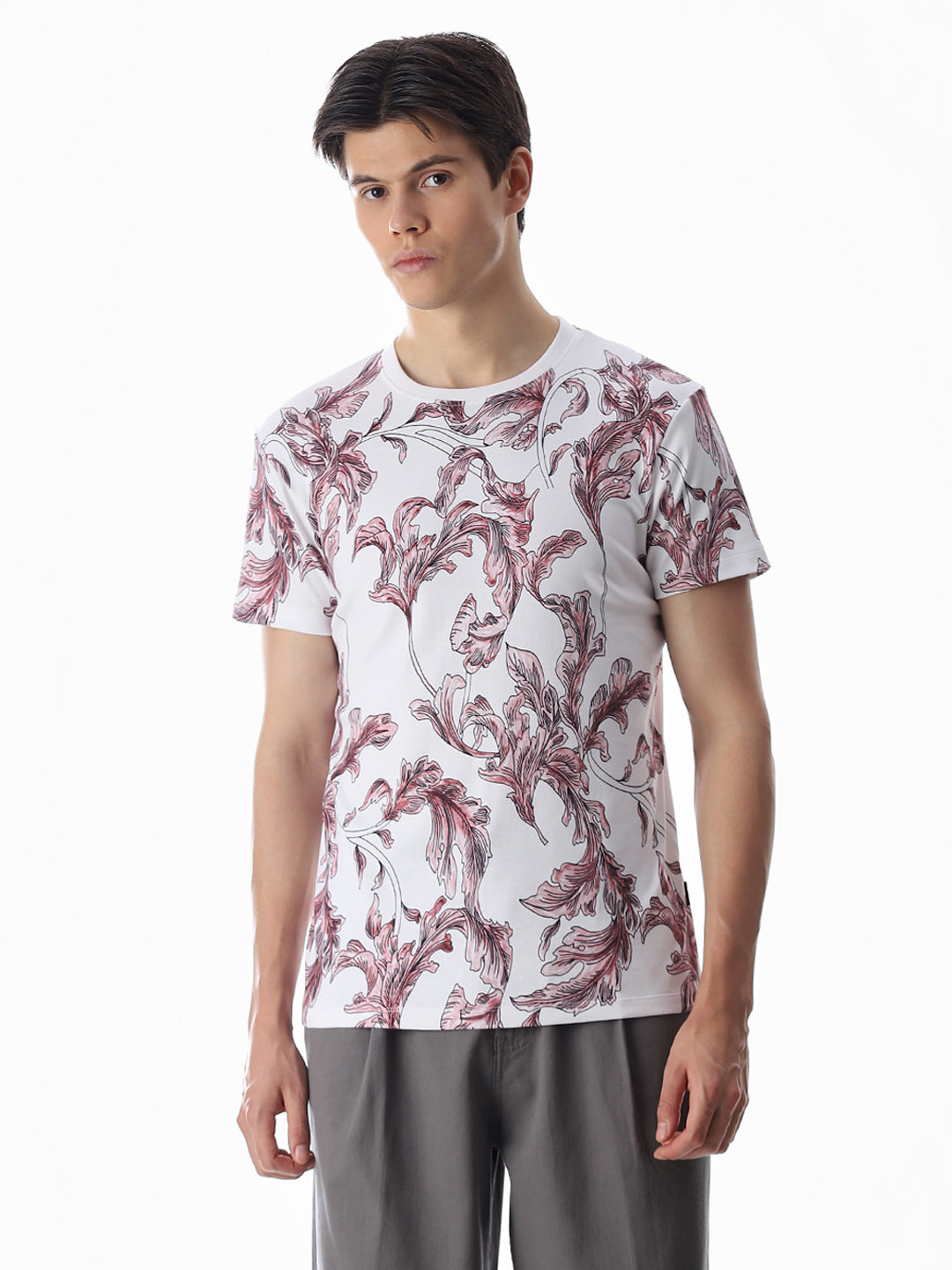 White Printed Cotton T-shirt