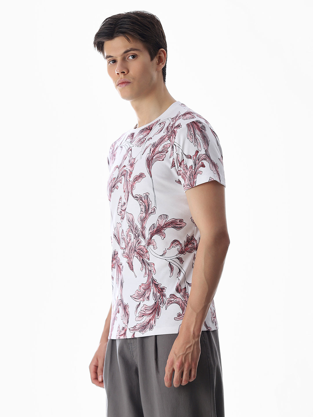 White Printed Cotton T-shirt